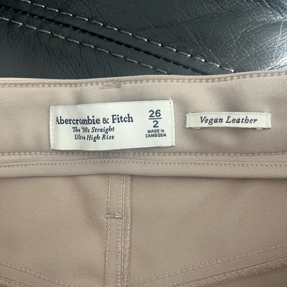 Abercrombie & Fitch Taupe Vegan Leather Trousers